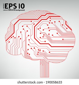 Circuit board computer style brain vector technology background. EPS10 illustration with abstract circuit brain 