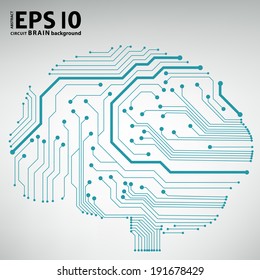 Circuit board computer style brain vector technology background