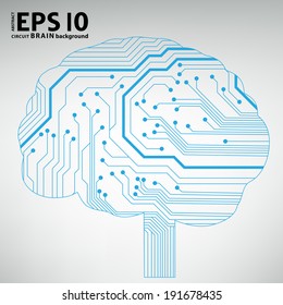 Circuit board computer style brain vector technology background