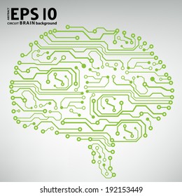 Circuit board computer style brain vector technology background 