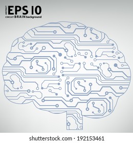 Circuit board computer style brain vector technology background 