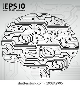 Circuit board computer style brain vector technology background. EPS10 illustration with abstract circuit brain 