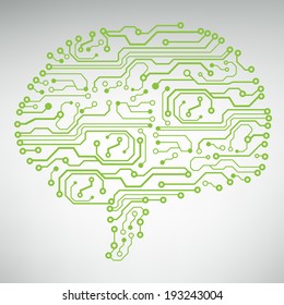 Circuit board computer style brain vector technology background. EPS10 illustration with abstract circuit brain 