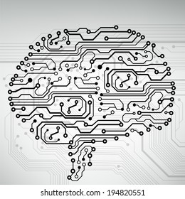 Circuit Board Computer Style Brain Vector Stock Vector (Royalty Free ...