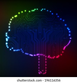 Circuit board computer style brain vector technology background. EPS10 illustration with abstract circuit brain 