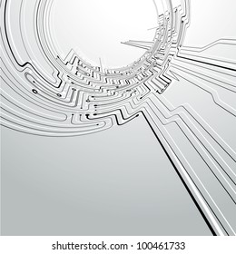 Circuit board concept abstract Background in a tunnel distort view