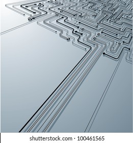 Circuit board concept  made of links lines in a perspective view