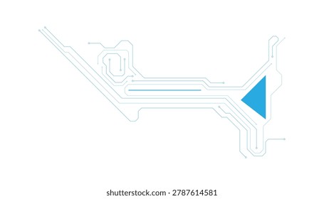 Circuit board connector with blue triangular highlight and transparent background triangle