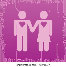 Circuit Board With Couple in Love
