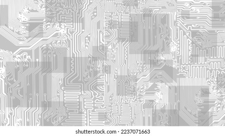 Circuit board cpu microchip abstract high hi tech electric background. Blue gradient motherboard computer technology vector illustration art