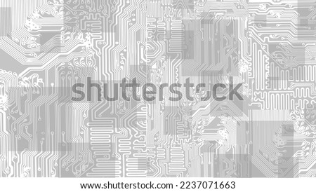 Circuit board cpu microchip abstract high hi tech electric background. Blue gradient motherboard computer technology vector illustration art