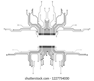 Circuit Board CPU Microprocessor Data Transfer Technology Information Concept Vector Background.