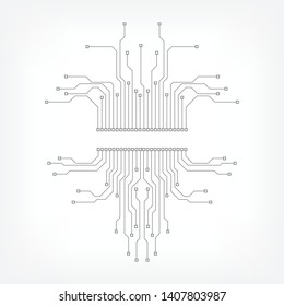 Circuit Board CPU Microprocessor Data Transfer Technology Information Concept Vector Background.