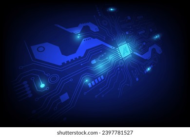 Circuit board. CPU technology. blue abstract Motherboard vector illustration