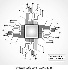 Circuit Board Cpu, Vector Illustration