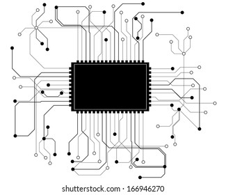 circuit board cpu, vector illustration 