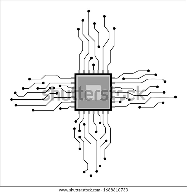 Circuit Board Cpu White Background Technology Stock Vector (Royalty ...