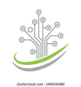 circuit board created abstract tree, vector