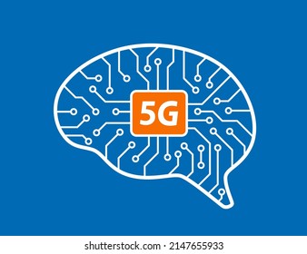 circuit board in the Cyborg brain, Artificial intelligence of digital human. vector illustration