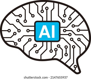 circuit board in the Cyborg brain, Artificial intelligence of digital human. vector illustration