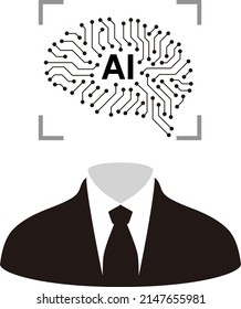 circuit board in the Cyborg brain, Artificial intelligence of digital human. vector illustration