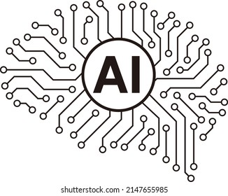 circuit board in the Cyborg brain, Artificial intelligence of digital human. vector illustration