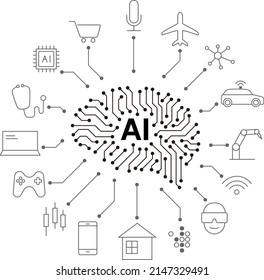 circuit board in the Cyborg head, Artificial intelligence of digital human. vector illustration