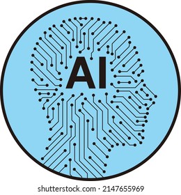 circuit board in the Cyborg head, Artificial intelligence of digital human. vector illustration