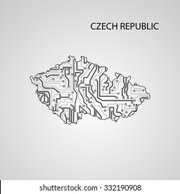 Circuit board Czech Republic  eps 10, vector elegant illustration