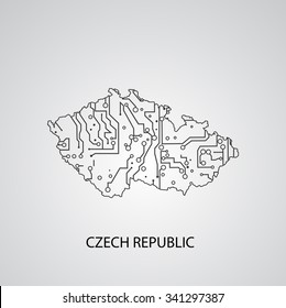 Circuit board Czech Republic  eps 10, vector elegant illustration