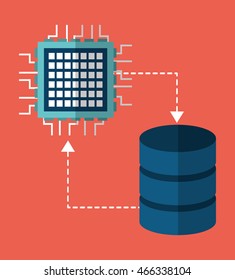 circuit board data center web hosting cloud computing icon. Flat and Colorful illustration. Vector graphic