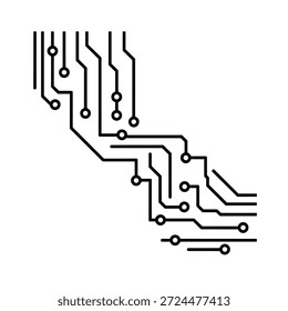 Diseño de placa de circuito con líneas y puntos sobre fondo blanco