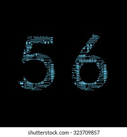 Circuit board digit 5 6 vector Vector Illustration 