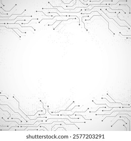 Circuit board digital abstract background. Motherboard technology texture design. AI semiconductor and computer processor on tech bg. Vector illustration