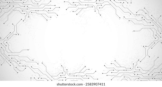 Circuit board digital abstract background. Motherboard technology texture design. AI semiconductor and computer processor on tech bg. Vector illustration