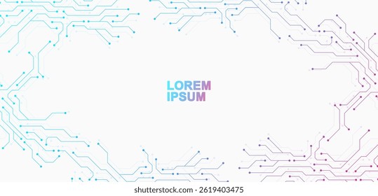 Circuit board digital abstract background. Motherboard technology texture design. AI semiconductor and computer processor on tech bg. Vector illustration
