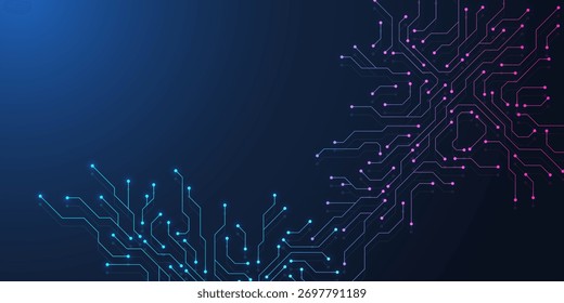 Plano de fundo abstrato digital da placa de circuito. Design de textura da tecnologia da motherboard. AI semicondutor e processador de computador em tecnologia bg. Ilustração vetorial
