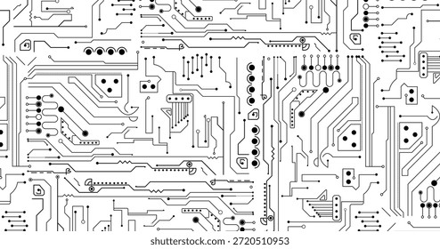 Fondo abstracto digital de la placa de circuito. Diseño de textura de tecnología de placa base. Semiconductor de IA y procesador de computadora en tecnología bg. Ilustración vectorial
