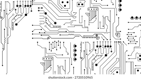 Fondo abstracto digital de la placa de circuito. Diseño de textura de tecnología de placa base. Semiconductor de IA y procesador de computadora en tecnología bg. Ilustración vectorial