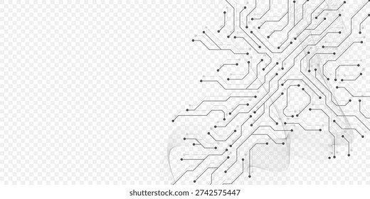 Circuit board digital abstract background. Motherboard technology texture design. AI semiconductor and computer processor on tech bg. Vector illustration