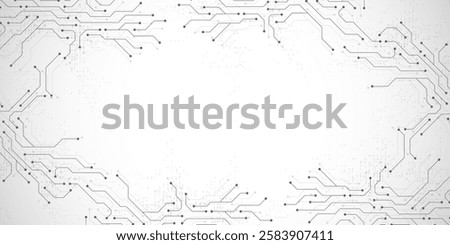 Circuit board digital abstract background. Motherboard technology texture design. AI semiconductor and computer processor on tech bg. Vector illustration