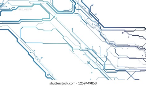 Circuit board  digital chip futuristic server electronic technology computer hardware   engineering processor flat horizontal vector illustration 