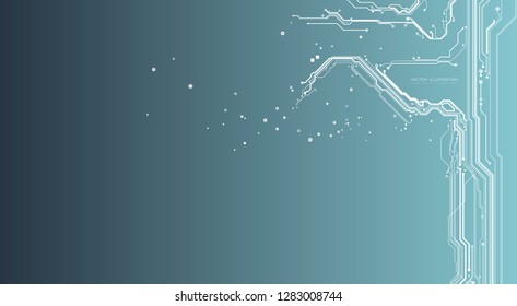 circuit board digital chipset electronic technology computer lines engineering processor dark background  flat copy space horizontal vector illustration