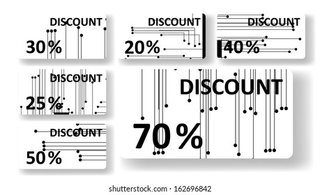 Circuit board discount cards, colorful digital Illustration.