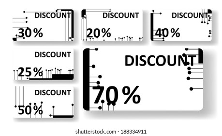Circuit board discount cards, colorful digital Illustration.