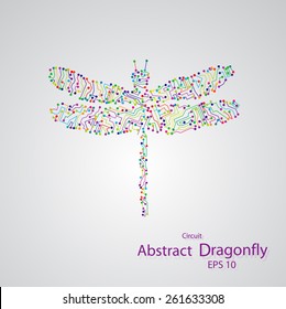 Circuit board dragonfly eps 10, vector elegant illustration