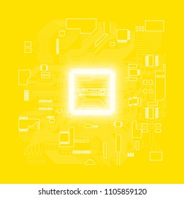 Circuit board. Electronic computer hardware processor technology. Motherboard digital chip. Tech science background. Integrated communication processor. Information engineering motherboard component