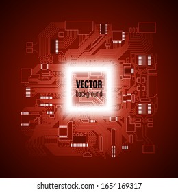 Circuit board. Electronic computer hardware processor technology. Motherboard digital chip. Tech science background. Integrated communication processor. Information engineering motherboard component