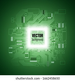 Circuit board. Electronic computer hardware processor technology. Motherboard digital chip. Tech science background. Integrated communication processor. Information engineering motherboard component
