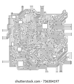 Circuit Board. Electronic Computer Hardware Technology - Illustration Vector